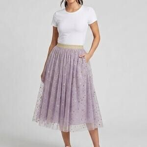 EleStory Tulle Skirt Womens XS Star Mesh Overlay Glitter Party Fairycore Whimsy